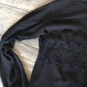 Long sleeve polyester and lace shirt